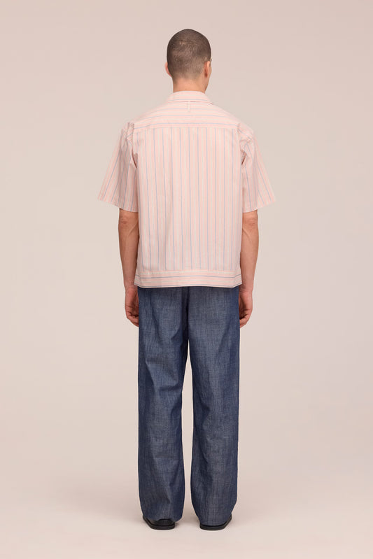 NN.07 Reed SS 50073 Pima Cotton Shirt in Pink Stripe bij Checkpoint Mol2