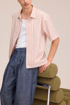 NN.07 Reed SS 50073 Pima Cotton Shirt in Pink Stripe bij Checkpoint Mol5