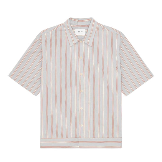 NN.07 Reed SS 5322 Supima Cotton Overshirt in Red Stripe bij Checkpoint Mol