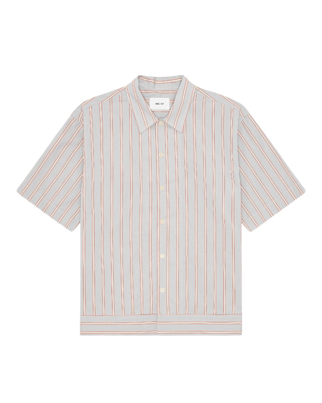 NN.07 Reed SS 5322 Supima Cotton Overshirt in Red Stripe bij Checkpoint Mol