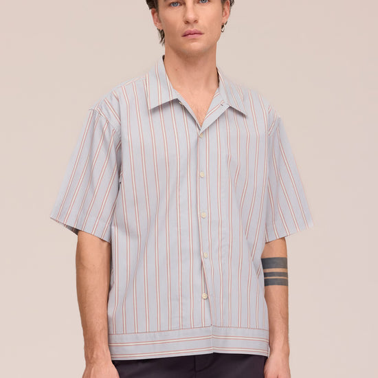 NN.07 Reed SS 5322 Supima Cotton Shirt in Red Stripe bij Checkpoint Mol