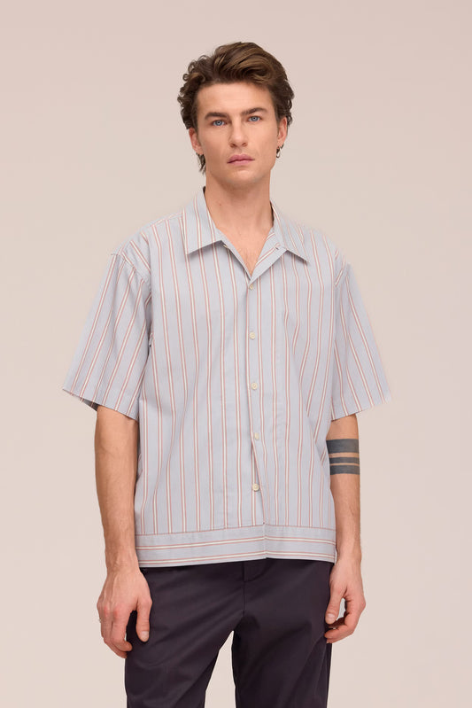 NN.07 Reed SS 5322 Supima Cotton Shirt in Red Stripe bij Checkpoint Mol