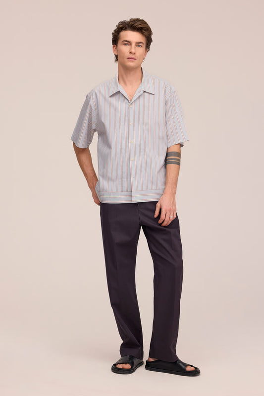 NN.07 Reed SS 5322 Supima Cotton Shirt in Red Stripe bij Checkpoint Mol