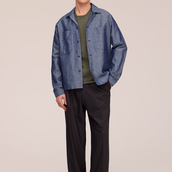 NN.07 Rob 50067 Chambray Denim Overshirt in Raw Indigo bij Checkpoint Mol
