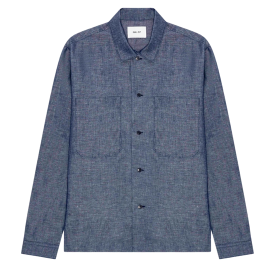 NN.07 Rob 50067 Chambray Denim Overshirt in Raw Indigo bij Checkpoint Mol