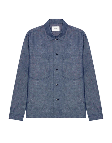 NN.07 Rob 50067 Chambray Denim Overshirt in Raw Indigo bij Checkpoint Mol