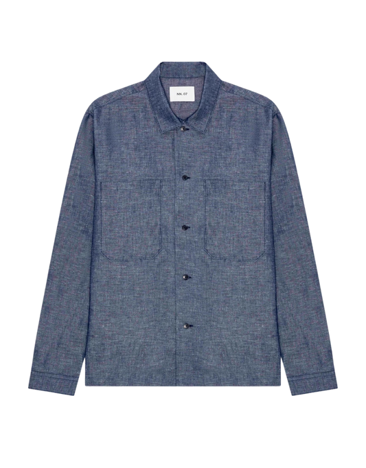 NN.07 Rob 50067 Chambray Denim Overshirt in Raw Indigo bij Checkpoint Mol