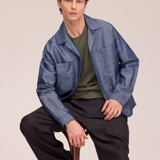 NN.07 Rob 50067 Chambray Denim Overshirt in Raw Indigo bij Checkpoint Mol
