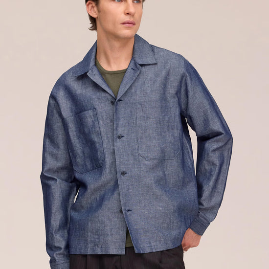NN.07 Rob 50067 Chambray Denim Overshirt in Raw Indigo bij Checkpoint Mol2