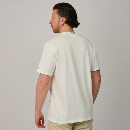 acherkant van MC2 Saint Barth Portofino Paloma heren T-shirt met cocktailborduurwerk bij Checkpoint Mol