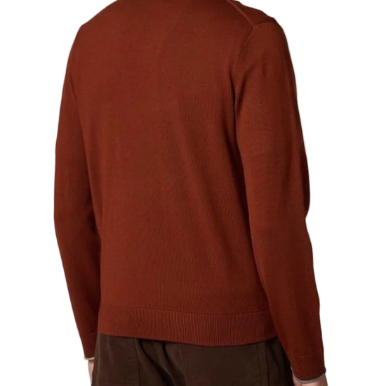 Paul Smith Merino Full Zip Cardigan Roest – achteraanzicht op model | Checkpoint Mol