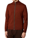Paul Smith Merino Full Zip Cardigan Roest – vooraanzicht op model | Checkpoint Mol