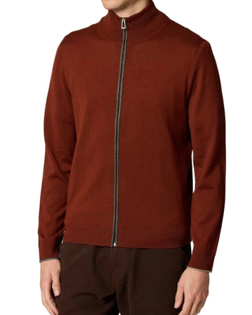 Paul Smith Merino Full Zip Cardigan Roest – vooraanzicht op model | Checkpoint Mol