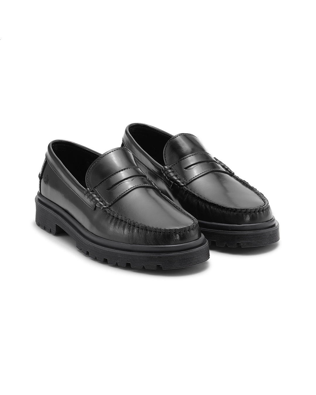 Playboy Shoes Austin zwarte penny loafer in zijaanzicht