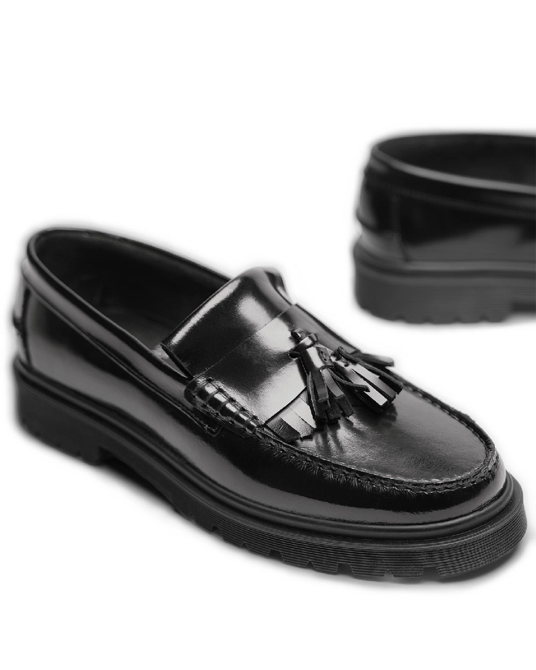 Playboy Shoes Florida van een enkelezwarte loafer in zijaanzicht
