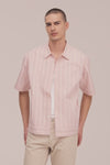 NN.07 Reed SS 50073 Pima Cotton Shirt in Pink Stripe bij Checkpoint Mol6
