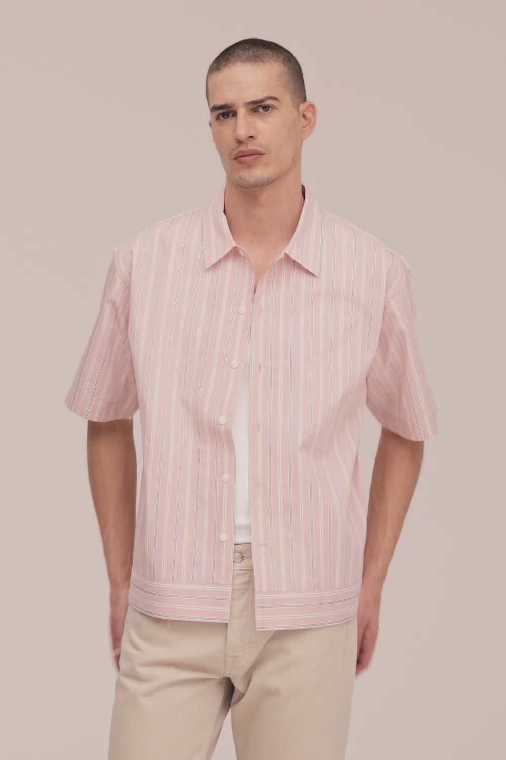 NN.07 Reed SS 50073 Pima Cotton Shirt in Pink Stripe bij Checkpoint Mol6
