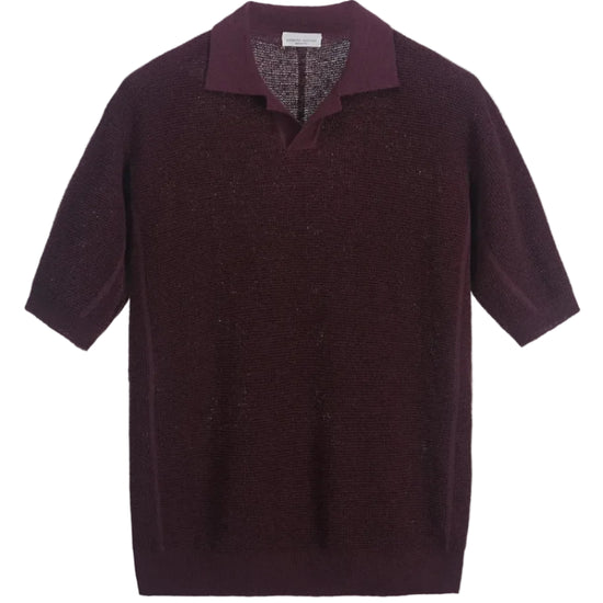 packshot van Roberto Collina Textured Knit Polo in Bordeaux b