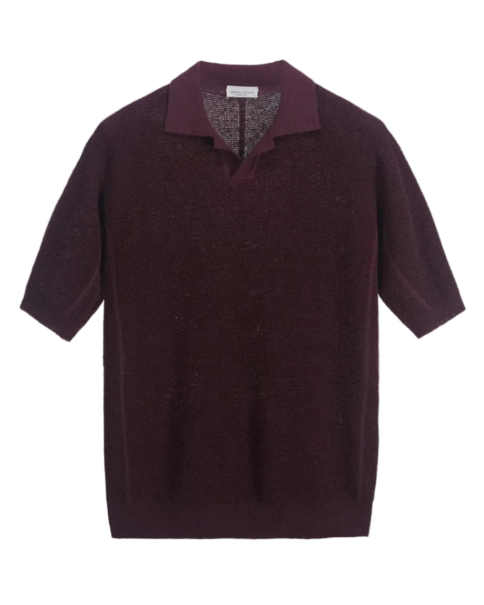 packshot van Roberto Collina Textured Knit Polo in Bordeaux b
