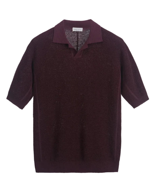 packshot van Roberto Collina Textured Knit Polo in Bordeaux b