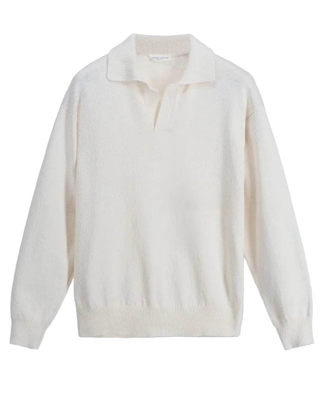 Roberto Collina Irregular Texture Skipper Polo in ecru katoen