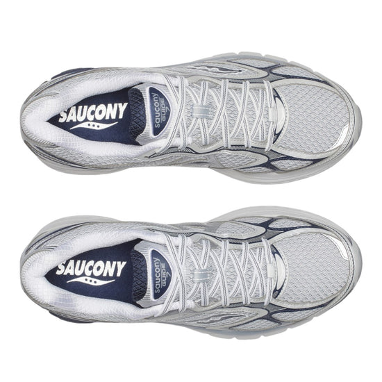 Detail van mesh en overlays op de Saucony ProGrid Guide 7 Oyster Navy