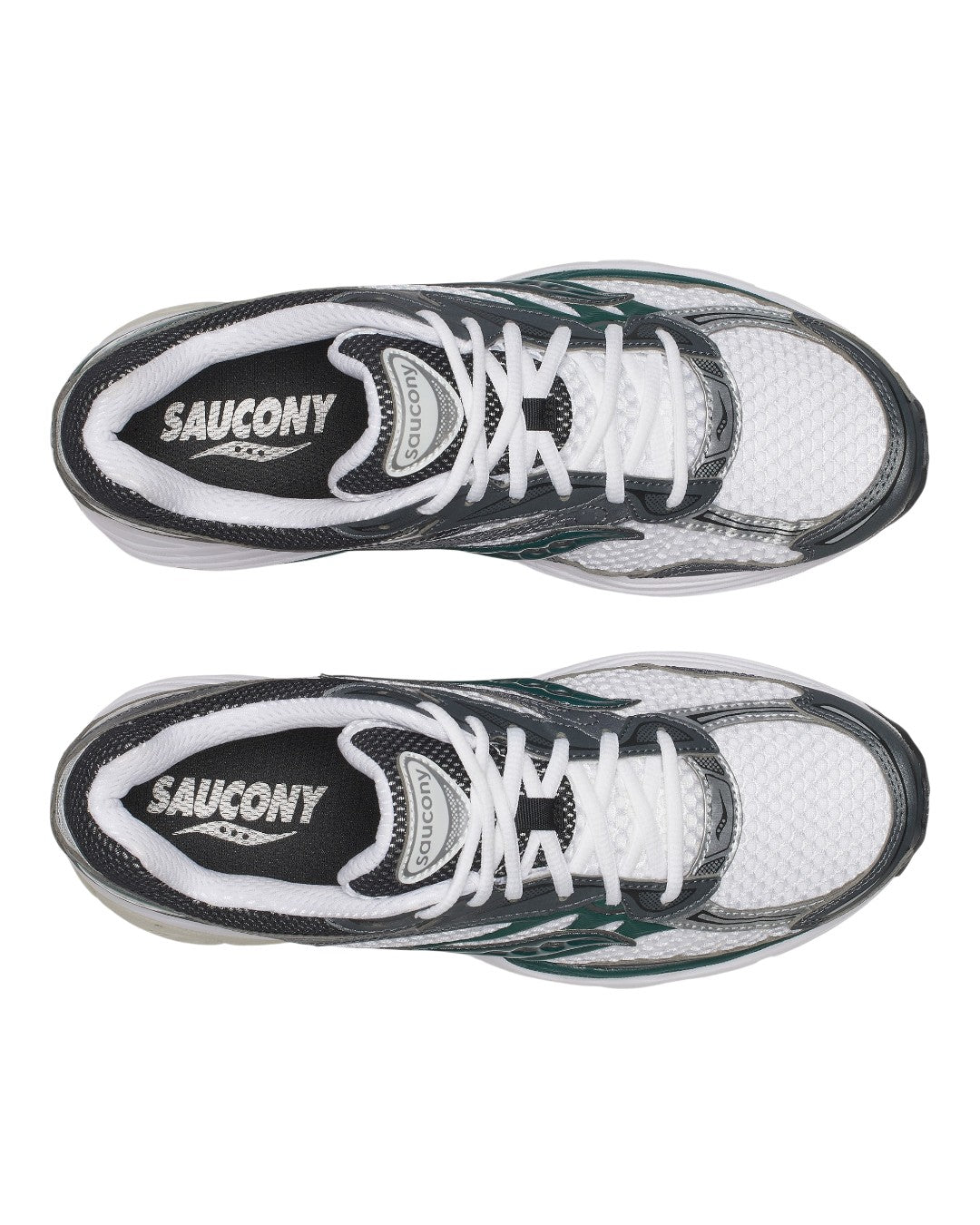 Detail van Saucony ProGrid Omni 9 OG in groene Pine kleur