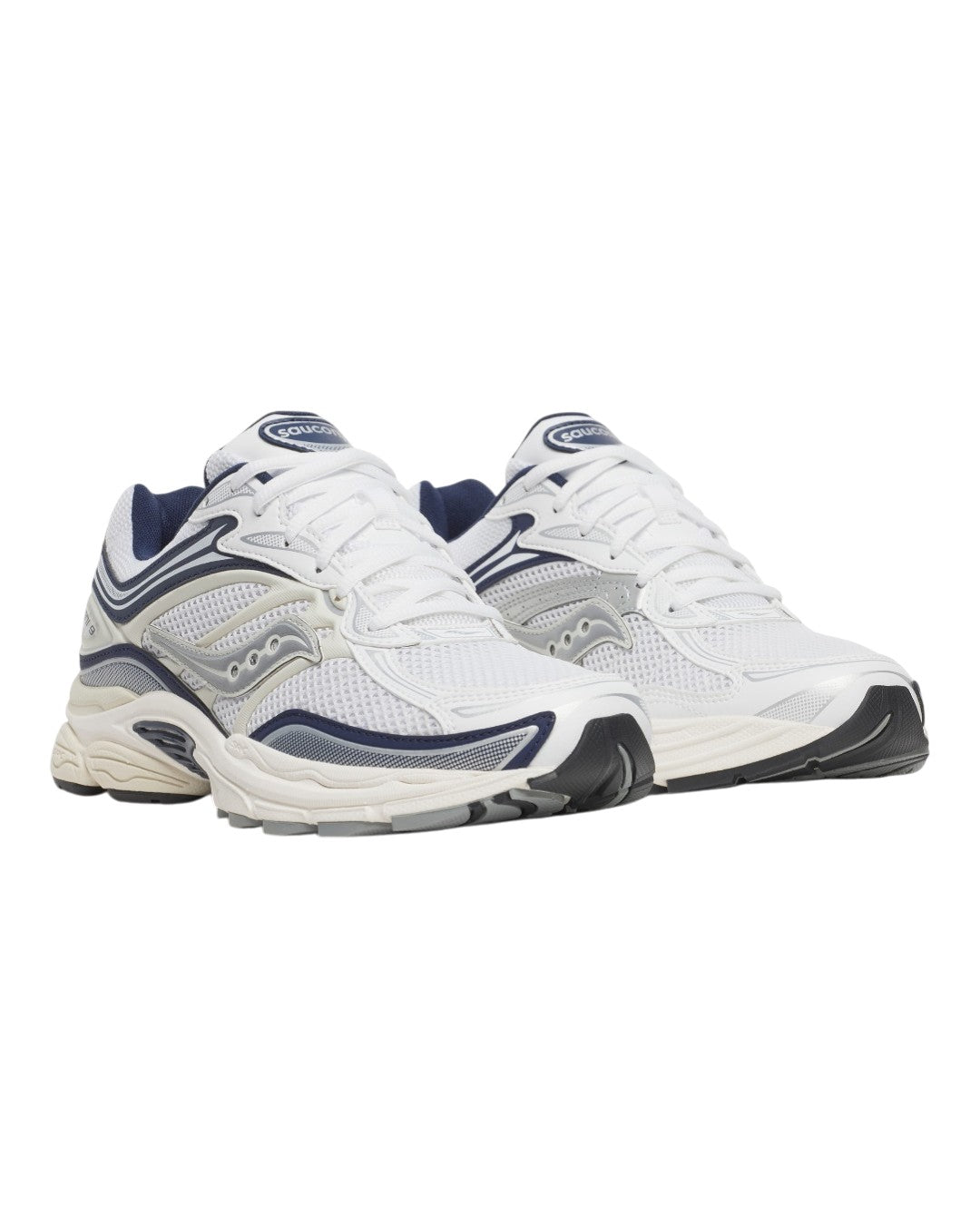 Zijkant van Saucony ProGrid Omni 9 White Navy retro running sneaker