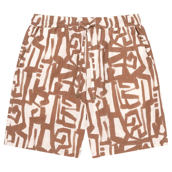 The GoodPeople Henry Printed Shorts Beige Brown met all-over print bij Checkpoint Mol