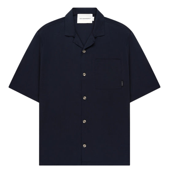 Navy Sage Wool-Linen Blend Shirt bij Checkpoint Mol