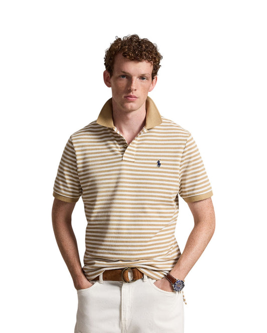 Mesh SS Polo Vintage Khaki White
