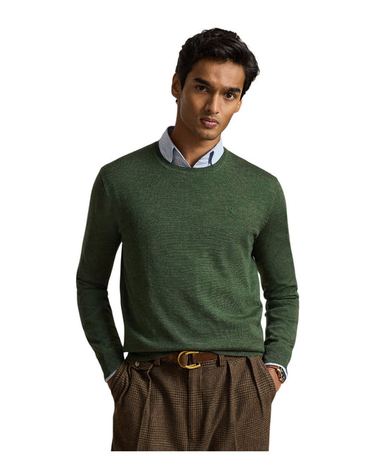 Merino Wool Crew Neck Pullover Lodgepole Pine Heather