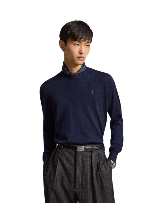 Merino Wool Crew Neck Pullover Hunter Navy
