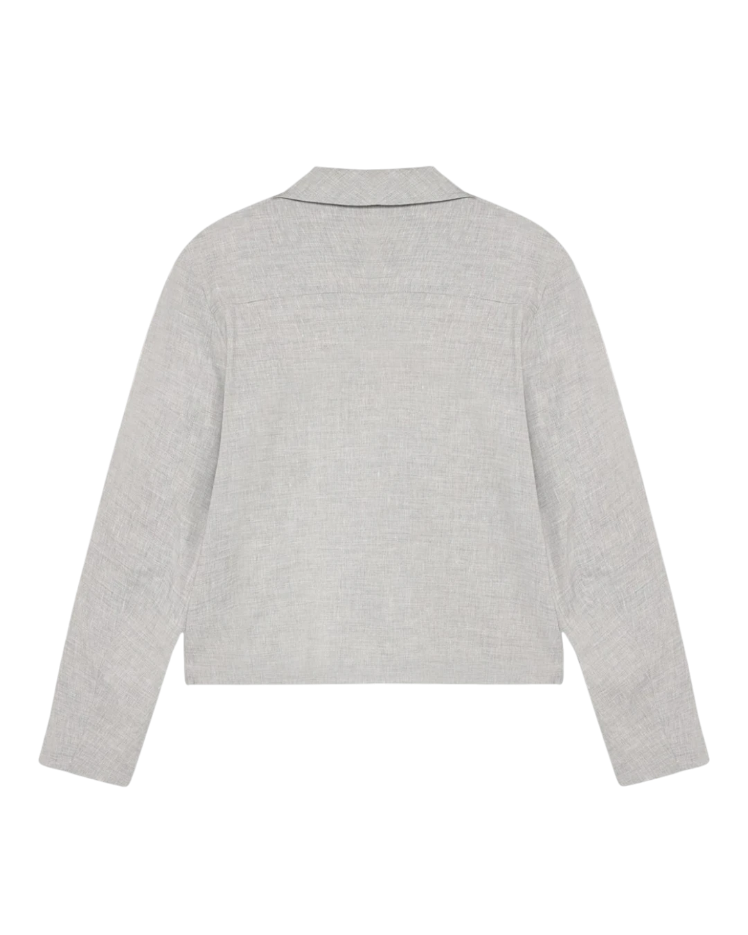 Detail van kraag en sluiting van Won Hundred Dutton Jacket Light Grey Melange