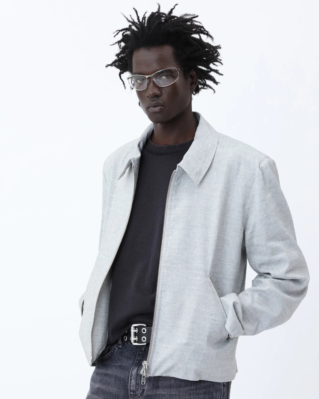 Won Hundred Dutton Jacket Light Grey Melange voorkant bij Checkpoint Mol