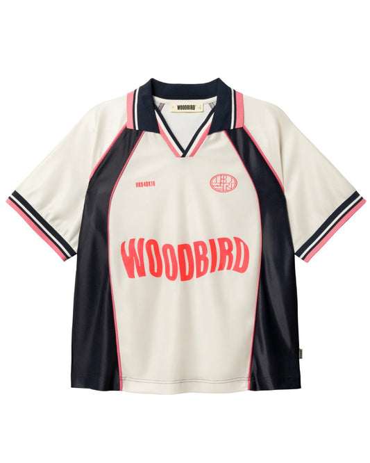 Woodbird WBWaka S/S Sports Polo in Off White-Navy bij Checkpoint Mol