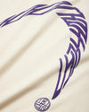 Detail van de 100% organic cotton stof van de Woodbird WBBaine Warp Tee in Off White