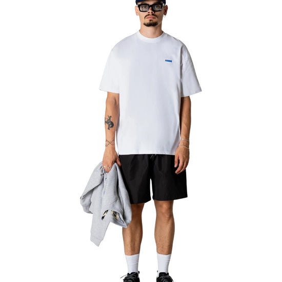 Detail van de 100% organic cotton stof van de Woodbird WBBaine Octo Tee in White