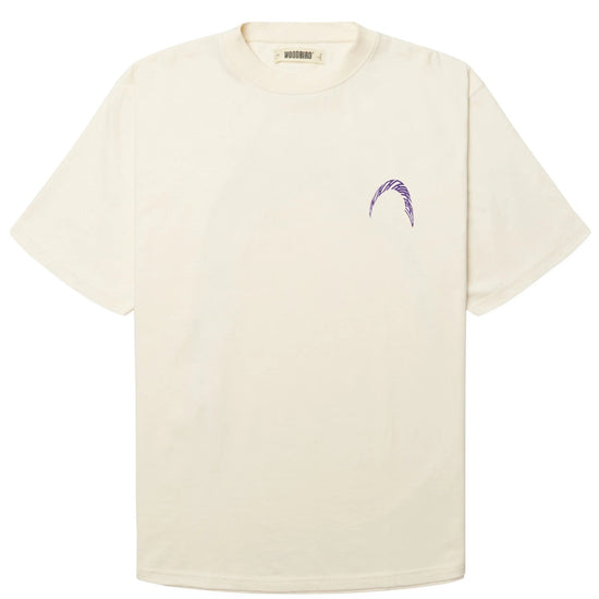 Voorkant van de Woodbird WBBaine Warp Tee Off White met kleine borstprint