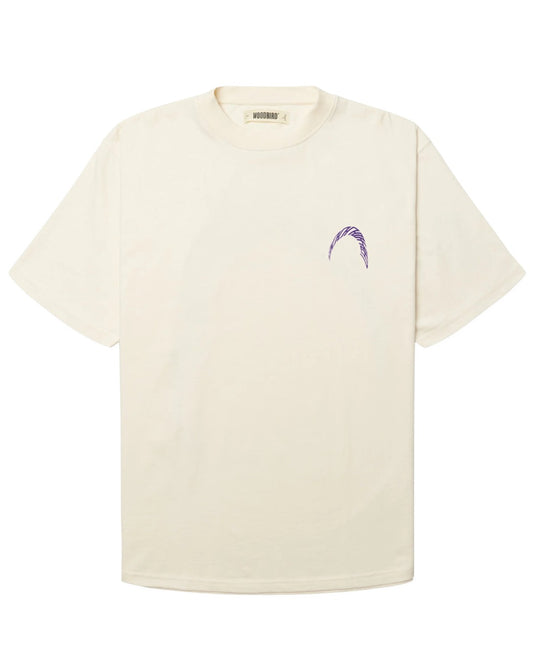 Voorkant van de Woodbird WBBaine Warp Tee Off White met kleine borstprint