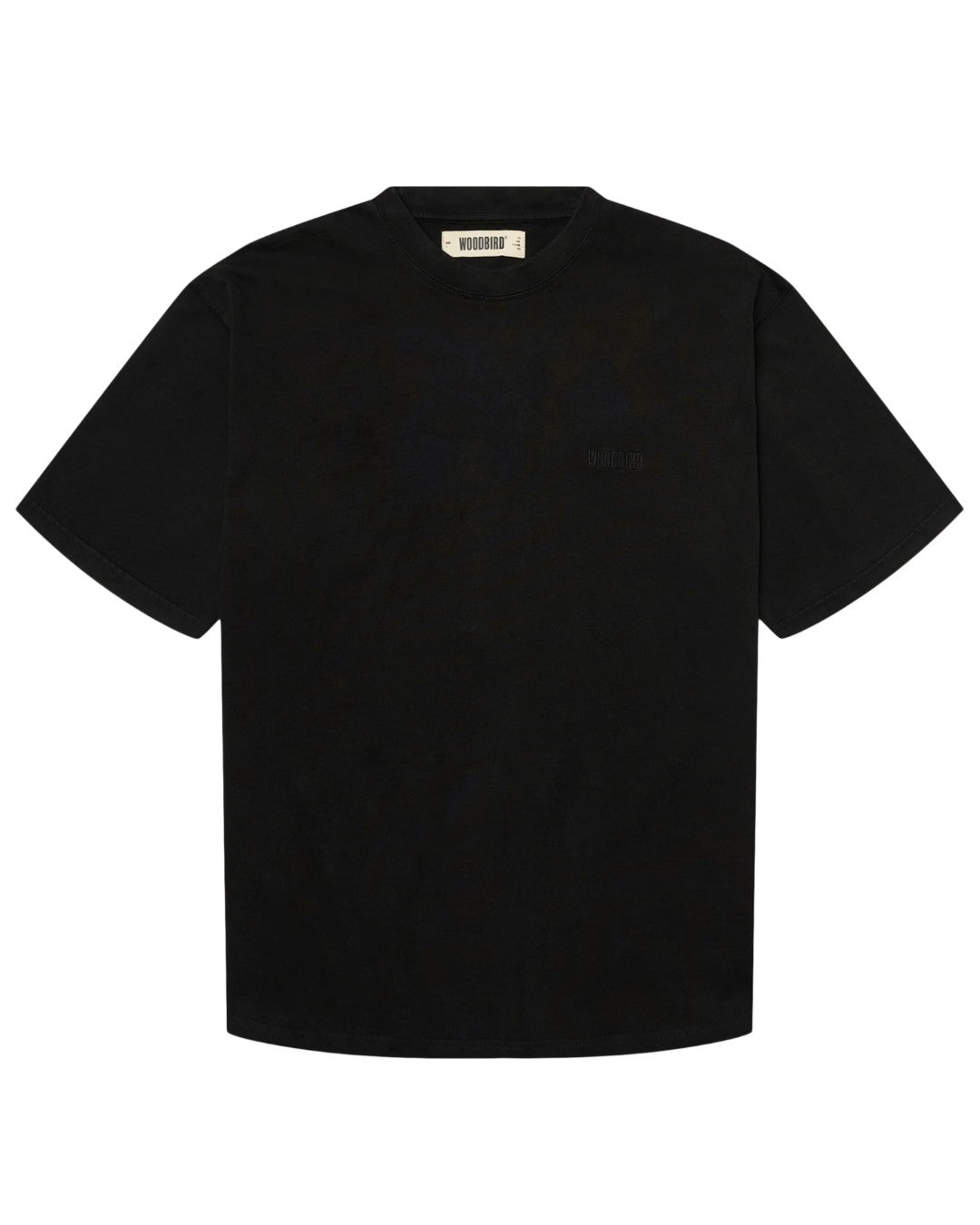 Achterkant van de Woodbird WBBaine Washed Tee in Washed Black