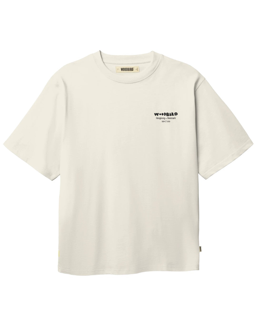 Voorkant van de Woodbird WBBaine Wok Tee Off White met kleine borstprint