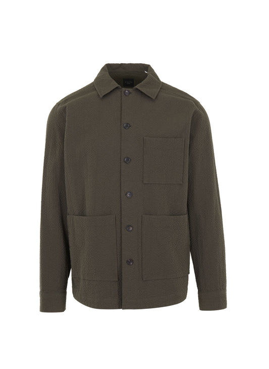 Kakhi Green Seersucker Overshirt