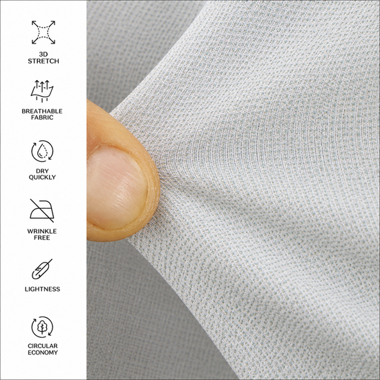 Achterkant van Xacus Active linnenlook shirt in Light Green