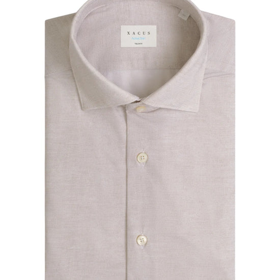 Xacus Beige Active Linnenlook Tailor Fit Shirt bij Checkpoint Mol