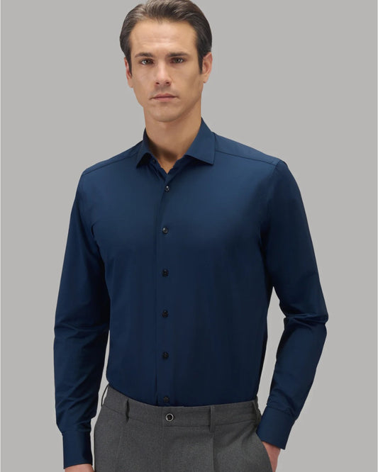 Small cutaway kraag van het Xacus Tailor Fit Active Shirt New Navy