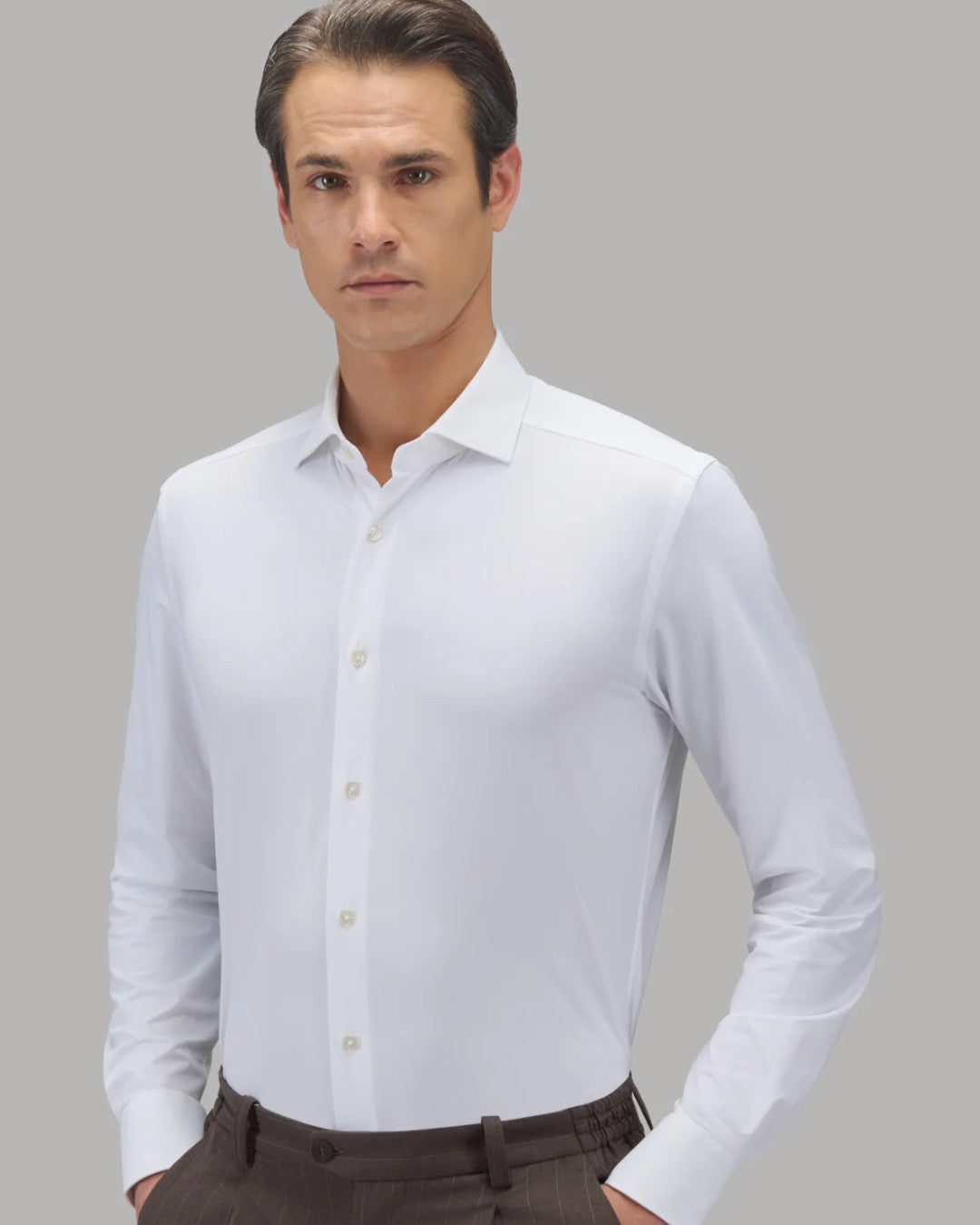 Afgeronde manchet van het witte Xacus Active Shirt voor heren