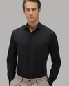 Kraagdetail van het zwarte Xacus Tailor Fit Active Shirt