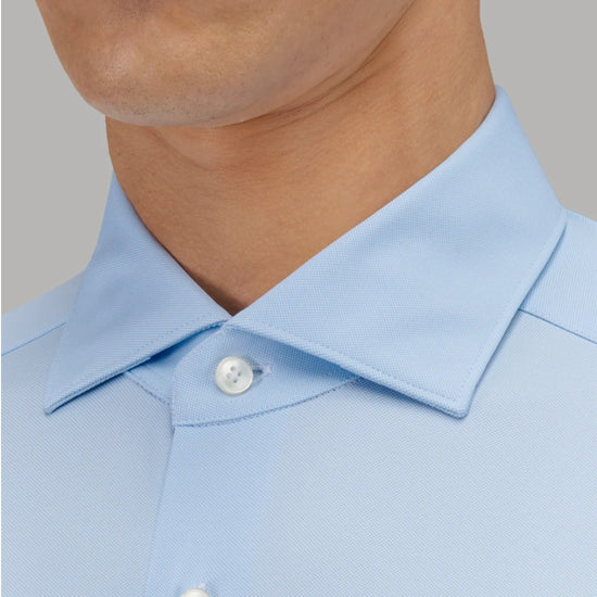 Kraag van Xacus Regular Fit Active Shirt in lichtblauw
