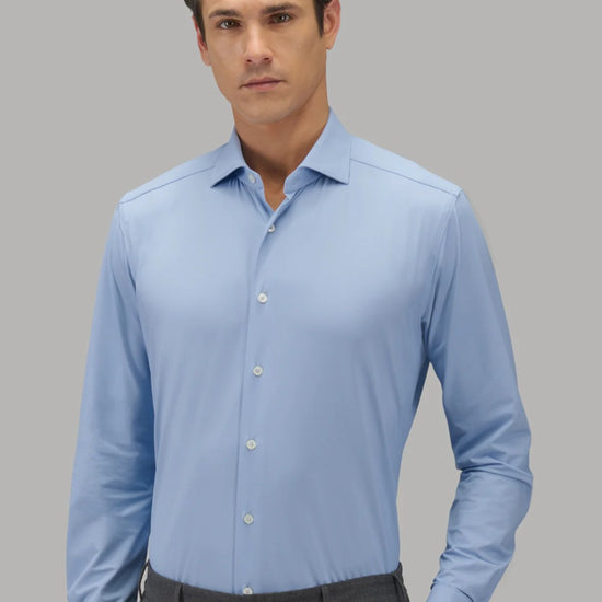 Kraag van Xacus Regular Fit Active Shirt New Light Blue